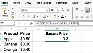 Excel VLOOKUP basic example 1
