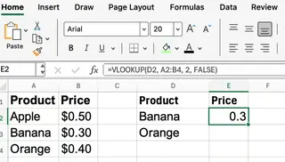 Excel VLOOKUP with cell references 2