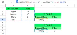 VLOOKUP needs a single data range and column index, while XLOOKUP allows separate arrays for lookup and return values. 3