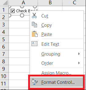 チェックボックスのコントロールの書式設定 11