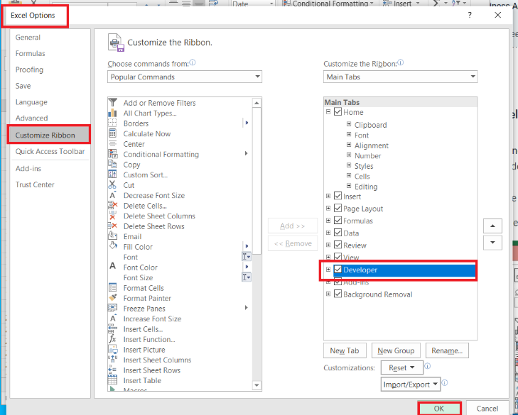 開発タブの有効化 8