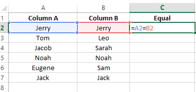 Saisir la formule d'égalité dans une cellule dans Excel 1