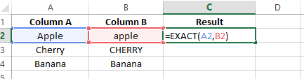 Formule EXACT dans Excel 5