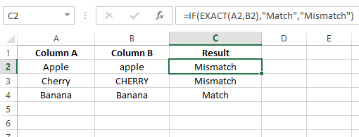 Combiner IF avec EXACT pour personnaliser la sortie dans Excel 6