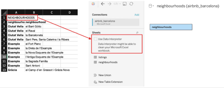 Captura de pantalla de las interfaces de Excel & Tableau usando el intérprete de datos 6