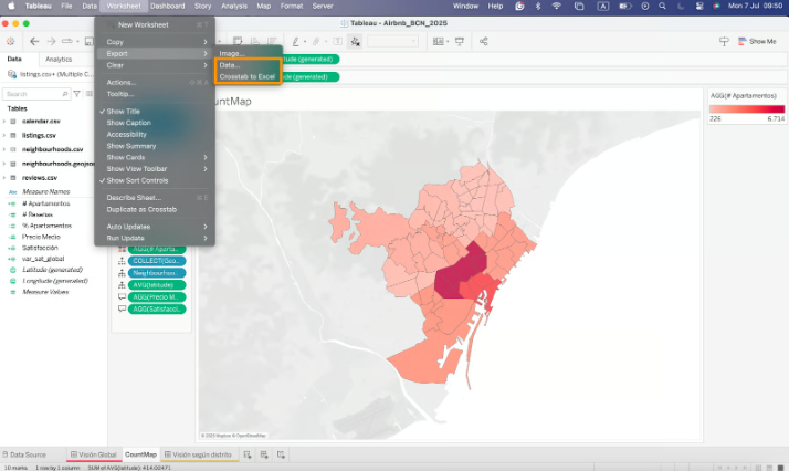 Captura de pantalla de la interfaz de Tableau. 9