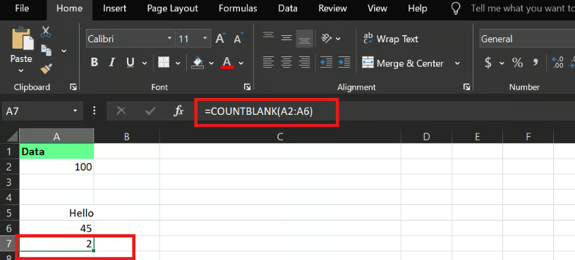 Excel 中的 counta() 函數範例 12