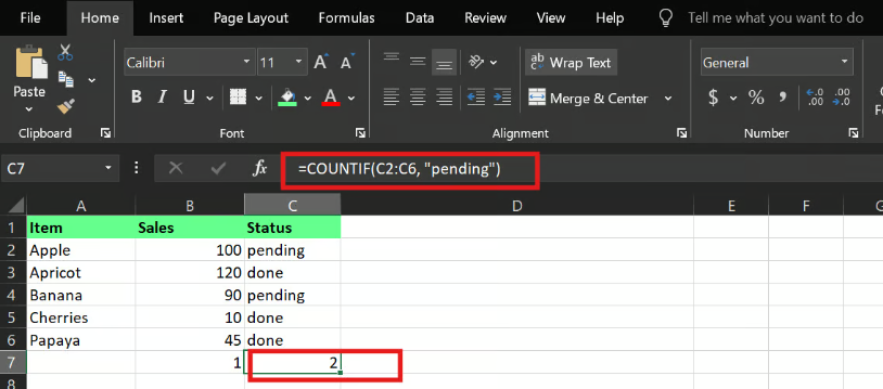 countif() 函數範例 in excel 14