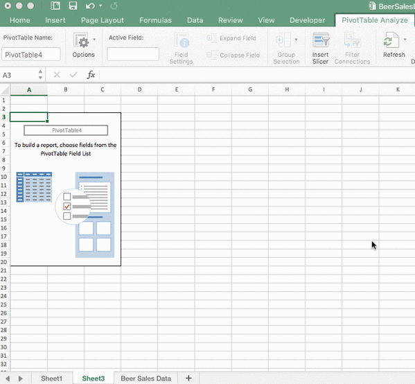 The confusing PivotTable Fields pane where users must drag and drop fields into Rows, Columns, and Values boxes. 2