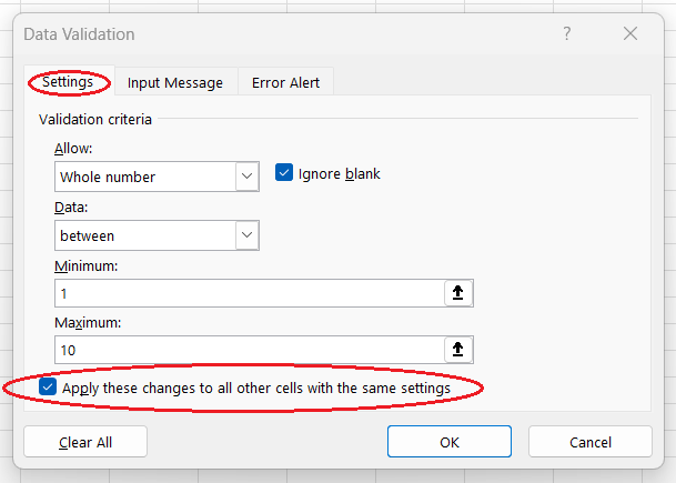 如何在Excel中將資料驗證修改套用到所有具有相同設定的其他儲存格。 7