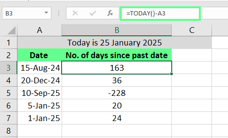 Encontrar los días restantes desde la fecha con la función TODAY() en Excel 5