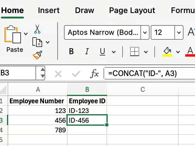 Incorporating constants and formatting with Excel CONCAT 5