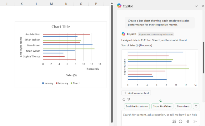 在Excel中使用Copilot視覺化數據 5