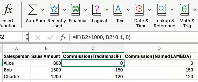 Lógica LAMBDA vs SE do Excel 5