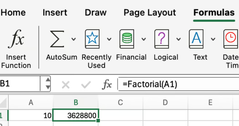 LAMBDA do Excel para um fatorial 6