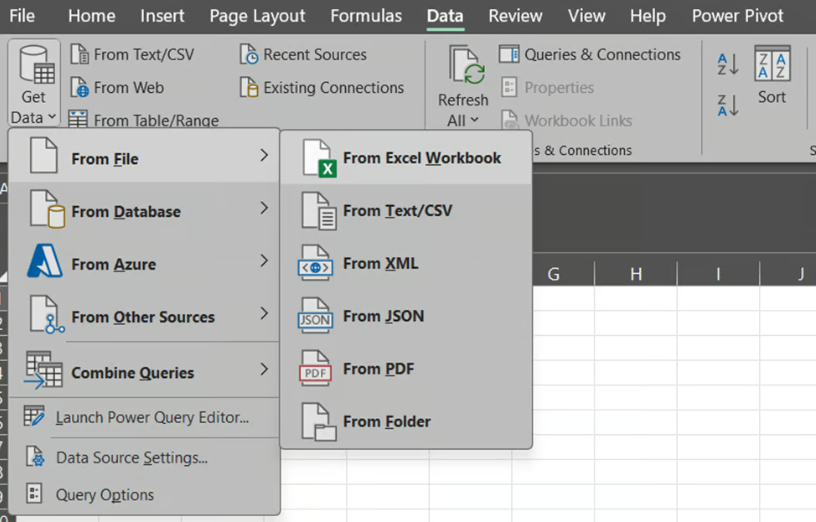 Using Excel data models to importing data into Excel 1