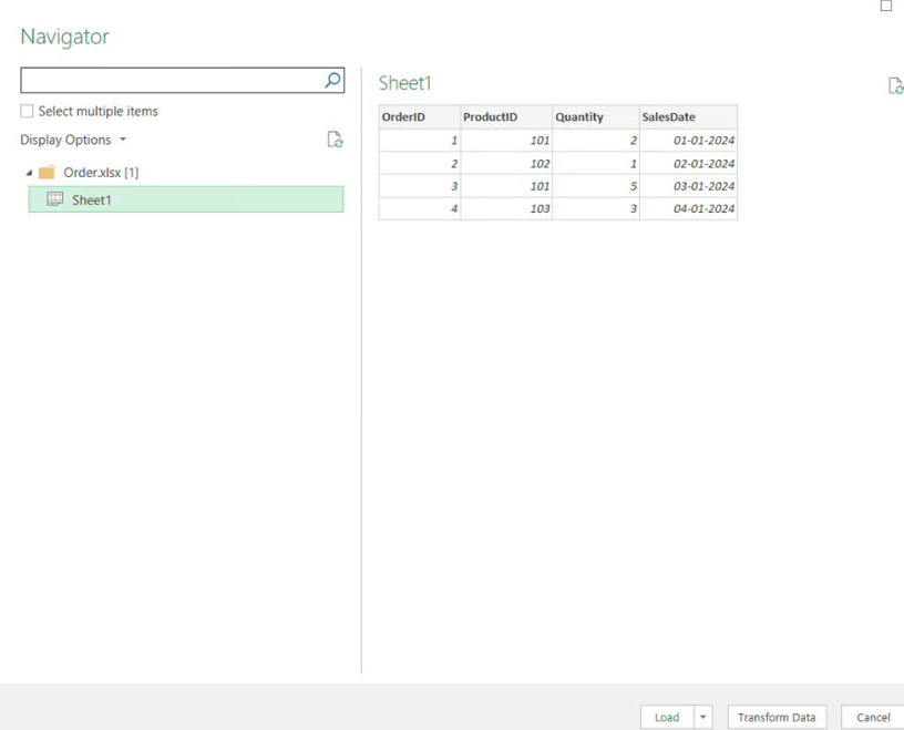 Excel data models navigator window 2