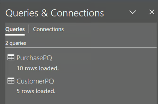 Queries and Connections pane in Excel data model 20