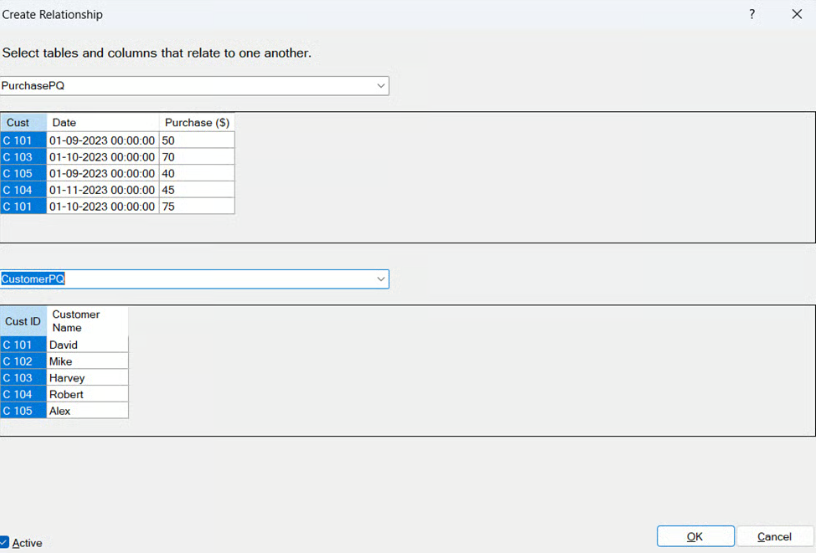 Create a Relationship window in Excel data model 24