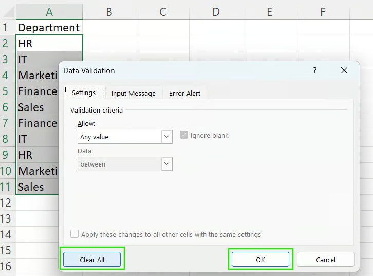 如何在 Excel 中移除下拉式清單 12