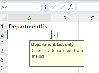 Excel 中下拉式清單輸入訊息範例。 20