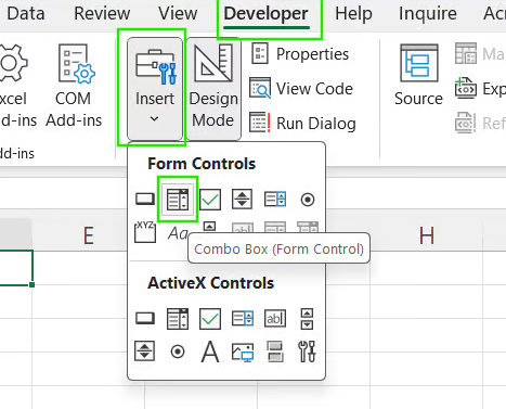 在 Excel 中使用表單控制項組合方塊建立下拉式清單。 22