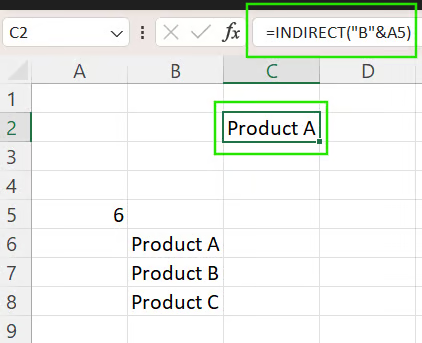 Verwendung von INDIRECT() mit & für dynamische Referenzierung in Excel. 2