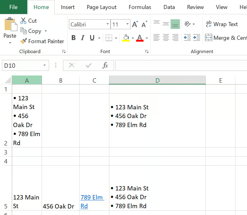 Combining multiple line items in an Excel cell 5