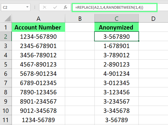 엑셀에서 RANDBETWEEN 함수로 난수를 사용하여 민감한 데이터 숨기기/익명화하기. 7
