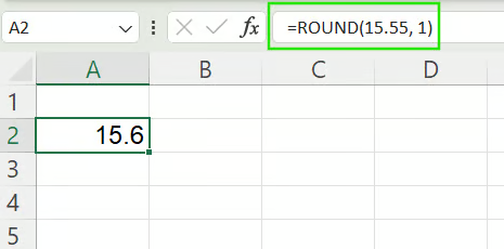 Using the ROUND() function to round to 1 decimal place in Excel. 1