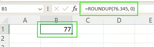 ROUNDUP in Excel simple example 1
