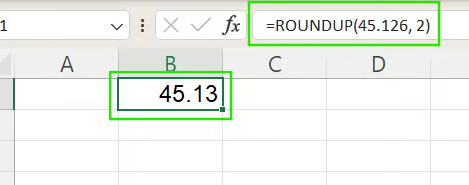 ROUNDUP in Excel to two decimal places 2