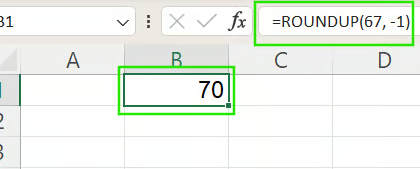 ROUNDUP in Excel to nearest whole number 3