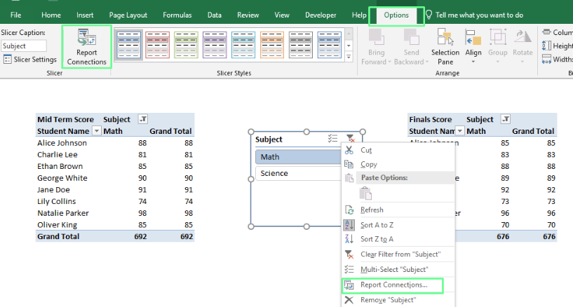 Connect a slicer to multiple PivotTables in Excel 11