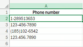 Numéros de téléphone non formatés dans Excel. 12