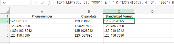 Format standardisé des numéros en utilisant plusieurs sous-chaînes. 14