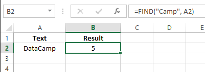 Utilisation de la fonction FIND dans Excel pour extraire la position du texte. 4