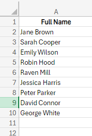 Un tableau contenant des noms complets. 8