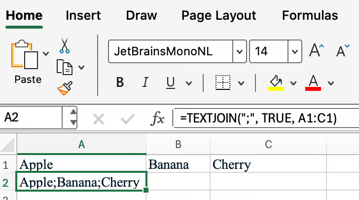 Excel TEXTJOIN with a semicolon 2