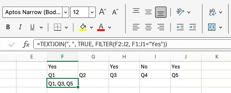 Excel TEXTJOIN combined with FILTER 4