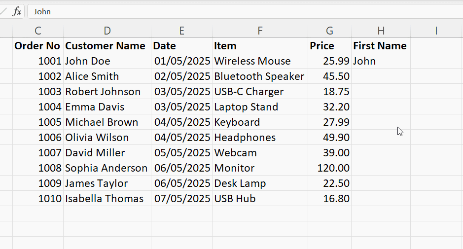 Verwendung von Excel Flash Fill zum automatischen Ausfüllen von Zellen. 12