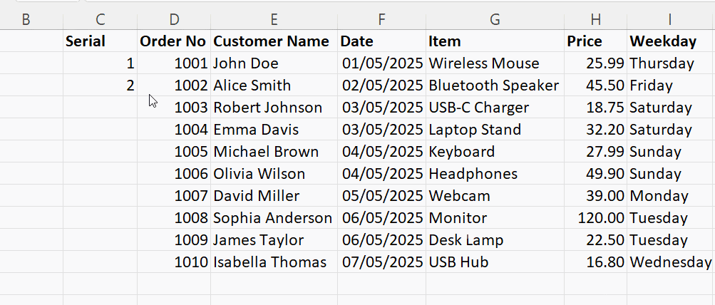 Verwendung des Excel-Ausfüllkästchens zum automatischen Ausfüllen von Zahlen. 3