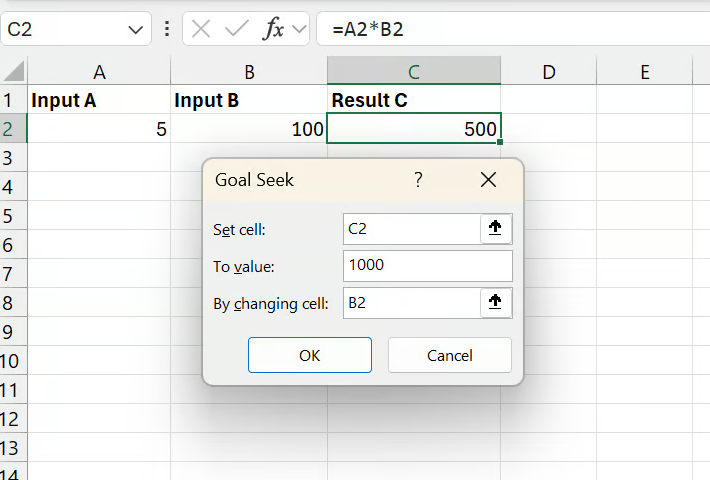 Excel Goal Seek dialog box 3