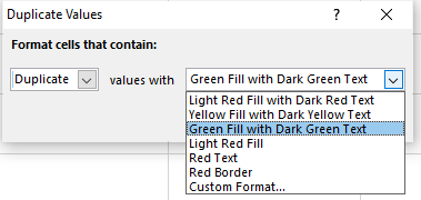 Ein gewünschtes Format für doppelte Werte in Excel auswählen 3