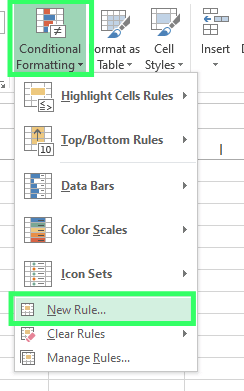 Neue Regel unter dem Reiter für bedingte Formatierung in Excel 5