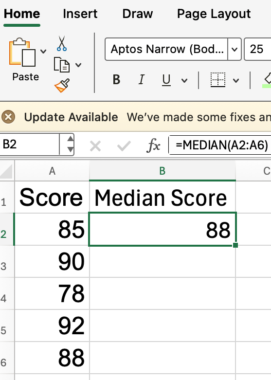 How to find the median in Excel 1