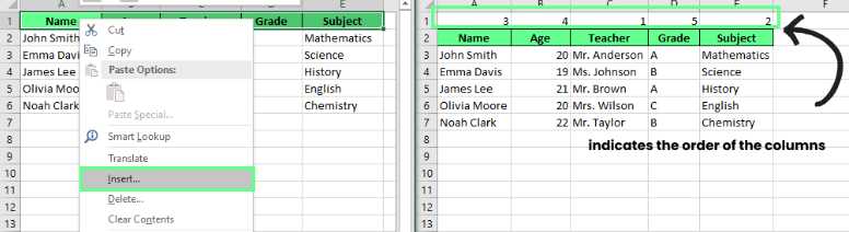 Insert a row and give arrangement order before sorting in Excel. 6