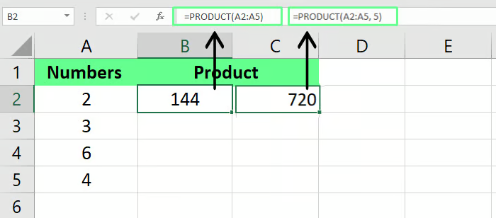 Use PRODUCT function to multiply the cells in Excel. 9