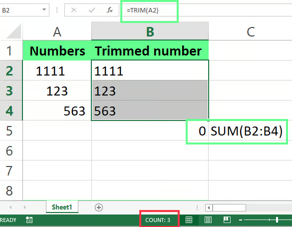 TRIM() function fails to remove spaces correctly in Excel. 10