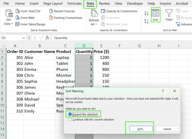 How to expand selection in Excel. 10